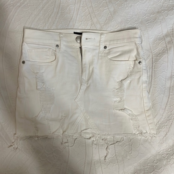 White jean skirt - distressed mini - Picture 1 of 3